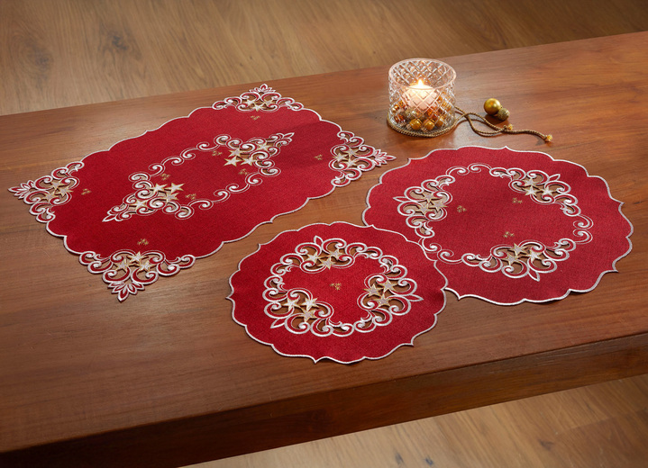 Heimtextilien - Tischdecke mit aufwendigen Stickereien, in Größe 101 (Deckchen, 35x 50 cm) bis 404 (Kissenbezug, 40x 40 cm), in Farbe SEKT Ansicht 5