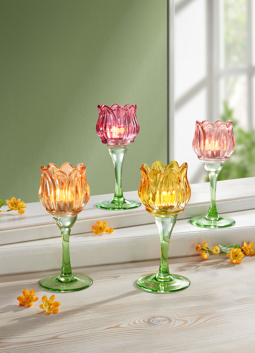 Wohnaccessoires - Teelichthalter, 4er-Set, in Farbe BUNT