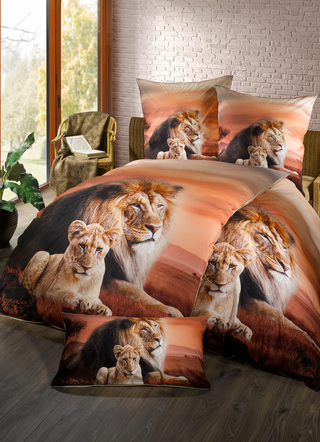 Bettwäschegarnituren - Bettwäsche-Garnitur mit Digitaldruck, in Größe 111 (40/80 cm + 135/200 cm) bis 115 (80/80 cm + 155/220 cm), in Farbe MULTICOLOR