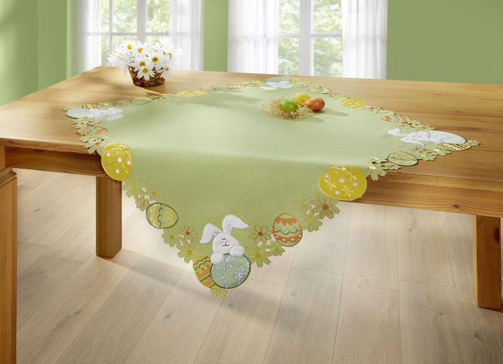 Heimtextilien - Tisch- und Raumdekoration mit Plüsch- und Stoff-Applikationen, in Größe 101 (Deckchen, 35x 50 cm) bis 404 (Kissenbezug, 40x 40 cm), in Farbe WEISS Ansicht 2