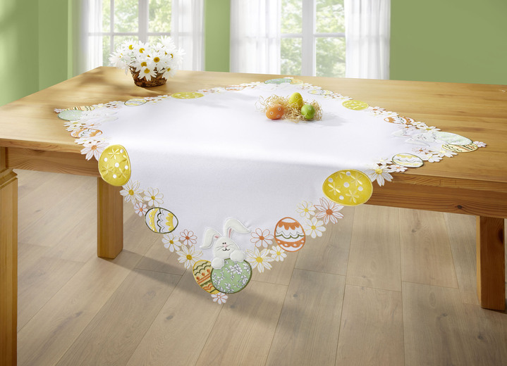 Heimtextilien - Tisch- und Raumdekoration mit Plüsch- und Stoff-Applikationen, in Größe 101 (Deckchen, 35x 50 cm) bis 404 (Kissenbezug, 40x 40 cm), in Farbe WEISS Ansicht 6