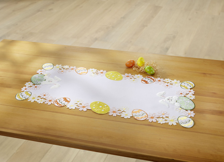 Heimtextilien - Tisch- und Raumdekoration mit Plüsch- und Stoff-Applikationen, in Größe 101 (Deckchen, 35x 50 cm) bis 404 (Kissenbezug, 40x 40 cm), in Farbe WEISS Ansicht 5