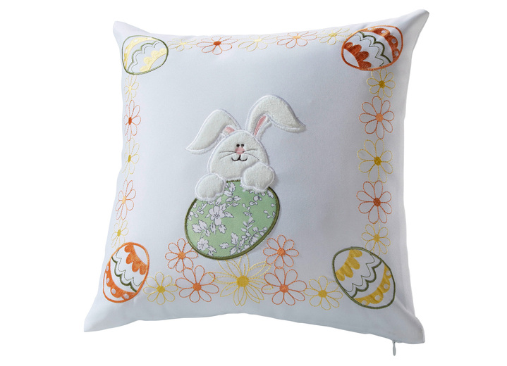 Heimtextilien - Tisch- und Raumdekoration mit Plüsch- und Stoff-Applikationen, in Größe 101 (Deckchen, 35x 50 cm) bis 404 (Kissenbezug, 40x 40 cm), in Farbe WEISS Ansicht 4