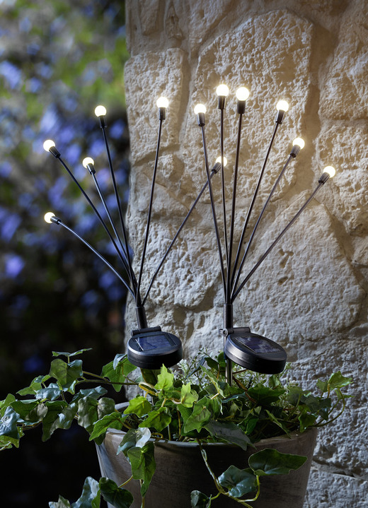 Gartenbeleuchtung - Solarstecker Glühwürmchen, 2er-Set, in Farbe SCHWARZ