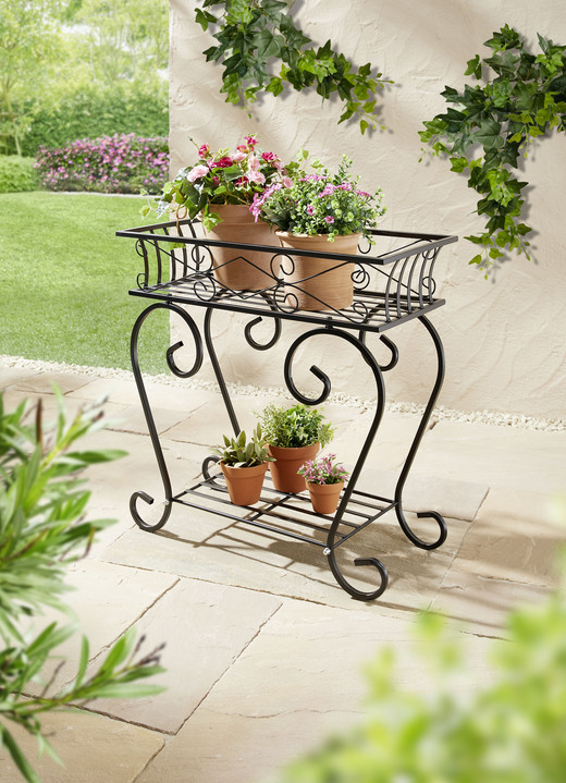 Gartenmöbel - Pflanzenständer aus Metall, in Farbe SCHWARZ