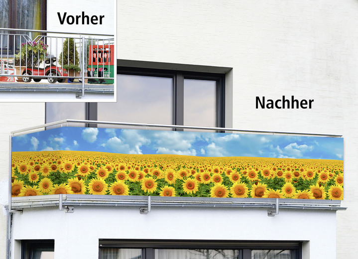Sichtschutz - Balkonsichtschutz mit Sonnenblumen-Motiv, in Farbe BUNT Ansicht 2
