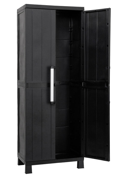 Garten - Geräteschrank Garage mit Holzlamellen-Effekt, in Farbe SCHWARZ, in Ausführung klein Ansicht 17