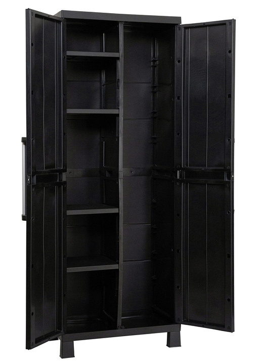 Garten - Geräteschrank Garage mit Holzlamellen-Effekt, in Farbe SCHWARZ, in Ausführung klein Ansicht 18