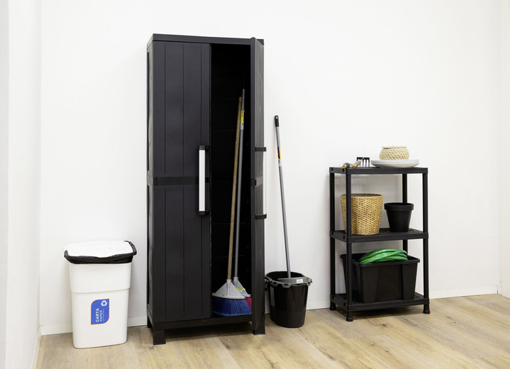 Garten - Geräteschrank Garage mit Holzlamellen-Effekt, in Farbe SCHWARZ, in Ausführung klein Ansicht 20