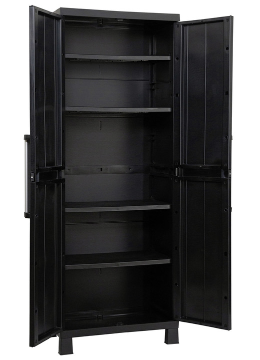 Garten - Geräteschrank Garage mit Holzlamellen-Effekt, in Farbe SCHWARZ, in Ausführung klein Ansicht 12