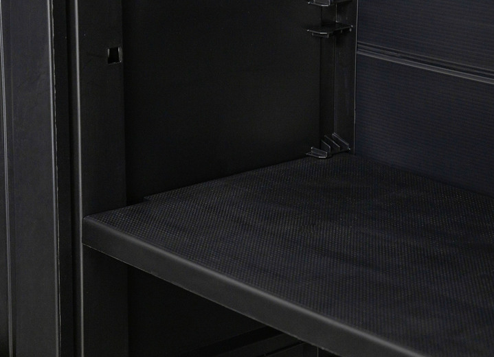 Garten - Geräteschrank Garage mit Holzlamellen-Effekt, in Farbe SCHWARZ, in Ausführung klein Ansicht 15