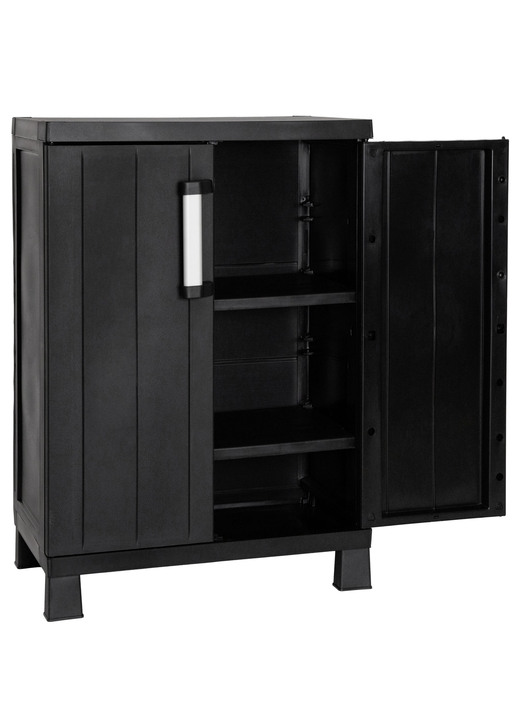 Garten - Geräteschrank Garage mit Holzlamellen-Effekt, in Farbe SCHWARZ, in Ausführung klein Ansicht 3