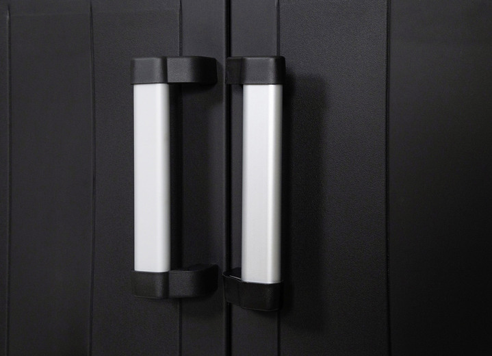 Garten - Geräteschrank Garage mit Holzlamellen-Effekt, in Farbe SCHWARZ, in Ausführung klein Ansicht 5