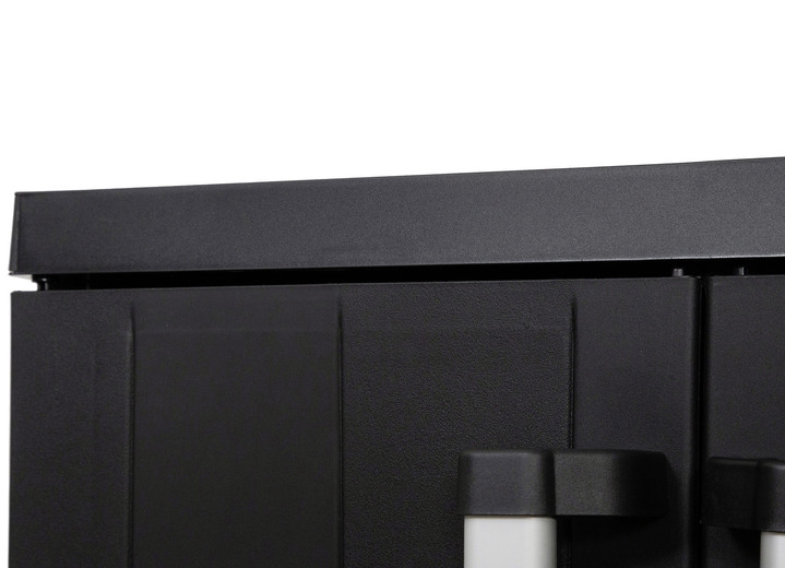 Garten - Geräteschrank Garage mit Holzlamellen-Effekt, in Farbe SCHWARZ, in Ausführung klein Ansicht 7