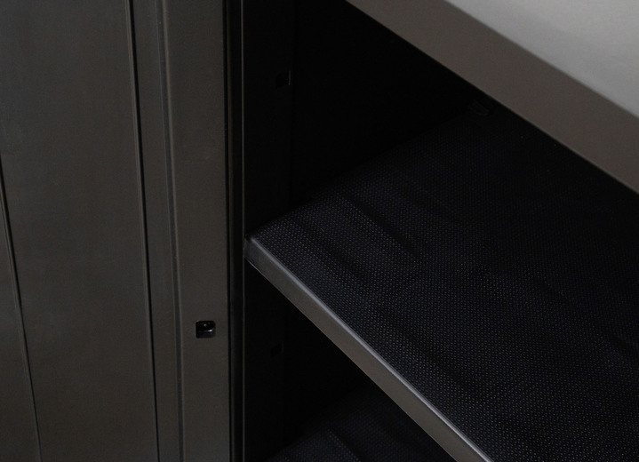 Garten - Geräteschrank Garage mit Holzlamellen-Effekt, in Farbe SCHWARZ, in Ausführung klein Ansicht 8