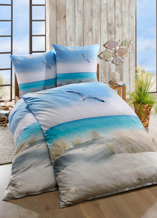 Bettwäschegarnituren - Maritime Bettwäsche-Garnitur in Microfaser-Qualität, in Größe 111 (40x80 cm + 135x200 cm) bis 115 (80x80 cm + 155x220 cm), in Farbe MULTICOLOR