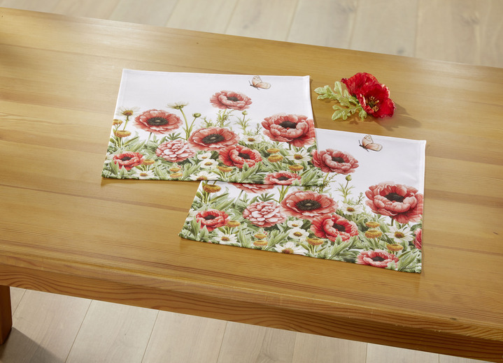 Heimtextilien - Tisch- und Raumdekoration mit Mohnblumen-Motiv, in Größe 102 (Läufer, 40x 90 cm) bis 404 (Kissenbezug, 40x 40 cm), in Farbe MULTICOLOR Ansicht 5