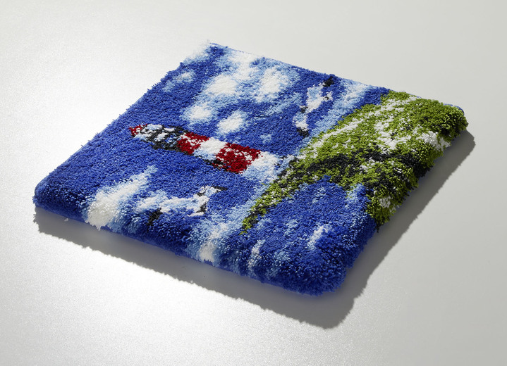 Badgarnituren - Badgarnitur von Grund mit maritimem Dessin, in Größe 100 (Vorleger halbrund, 50x 80 cm) bis 112 (WC-Deckelbezug, 47x 50 cm), in Farbe MULTICOLOR Ansicht 7