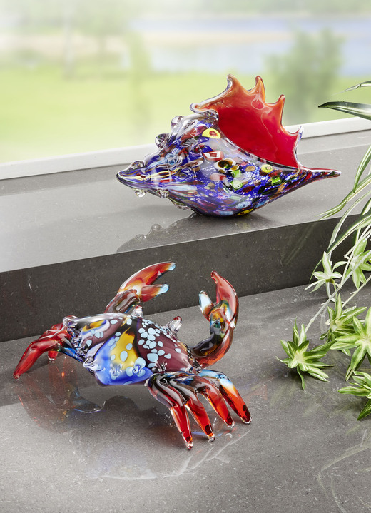 Badezimmeraccessoires - Farbenfrohe Glasfiguren, in Farbe BLAU-ROT, in Ausführung Muschel Ansicht 2