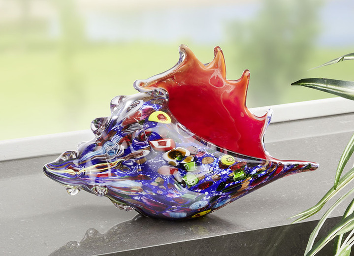 Badezimmeraccessoires - Farbenfrohe Glasfiguren, in Farbe BLAU-ROT, in Ausführung Muschel Ansicht 1