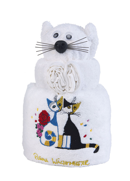 Geschenkideen - Frottier-Katze mit Motiv von der Künstlerin Rosina Wachtmeister, in Farbe  Ansicht 2