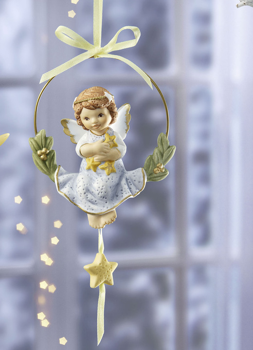 Fensterdekorationen - Aufhänger aus hochwertigem Porzellan, in Farbe BUNT, in Ausführung Engel im Kreis Ansicht 1