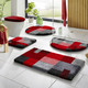 Badgarnituren - Badgarnitur in Supersoft-Qualität, in Größe 100 (Vorleger halbrund, 50x 80 cm) bis 112 (WC-Deckelbezug, 47x 50 cm), in Farbe GRAU-ROT