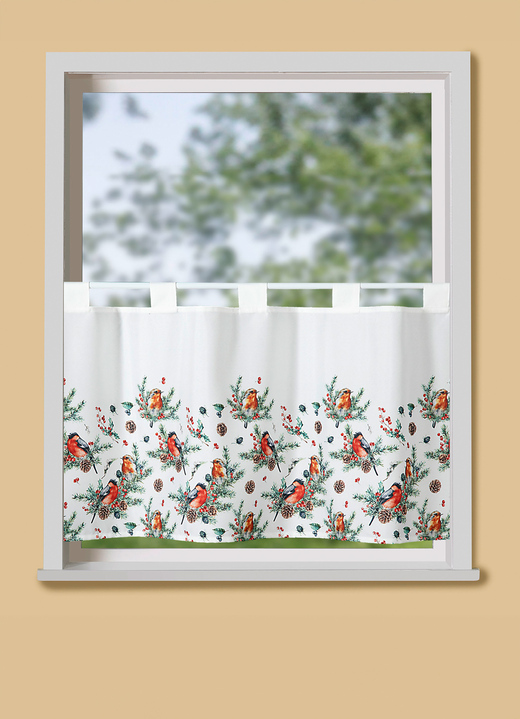 Kurzgardinen - Digitalbedruckter Kurzstore mit Stangendurchzug, in Größe 786 (H45xB 90 cm) bis 788 (H45xB120 cm), in Farbe ECRU-BUNT Ansicht 1