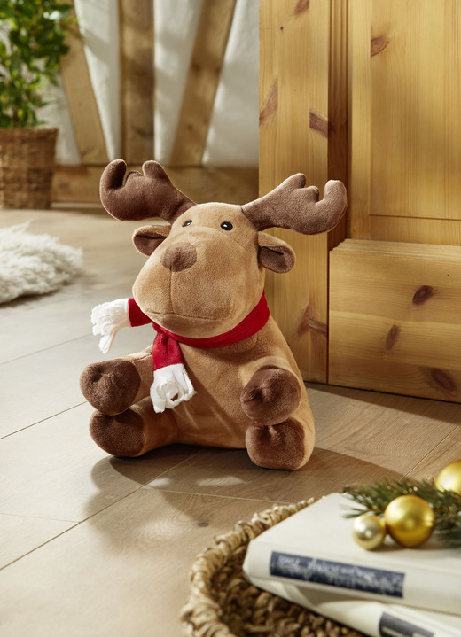 Weihnachtliche Dekorationen - Türstopper Elch, in Farbe BRAUN-ROT-BUNT