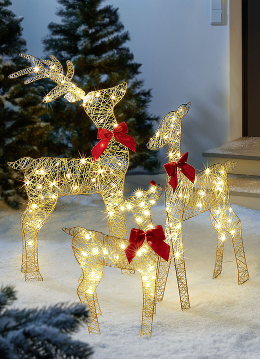 Weihnachten - Rentierfamilie, 3er Set, in Farbe GOLD-ROT