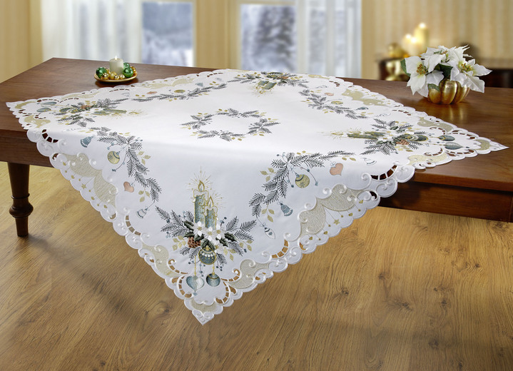 Heimtextilien - Bestickte Tisch- und Raumdekoration, in Größe 101 (Deckchen, 35x 50 cm) bis 404 (Kissenbezug, 40x 40 cm), in Farbe SEKT-GRAU Ansicht 11