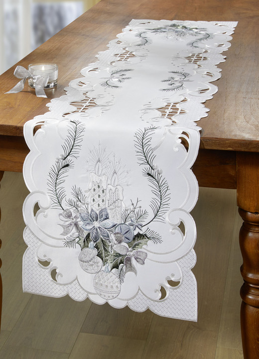 Heimtextilien - Bestickte Tisch- und Raumdekoration, in Größe 101 (Deckchen, 35x 50 cm) bis 404 (Kissenbezug, 40x 40 cm), in Farbe SEKT-GRAU Ansicht 4