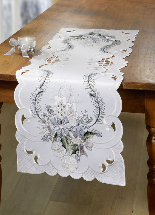 Heimtextilien - Bestickte Tisch- und Raumdekoration, in Größe 101 (Deckchen, 35x 50 cm) bis 404 (Kissenbezug, 40x 40 cm), in Farbe SEKT-GRAU Ansicht 3