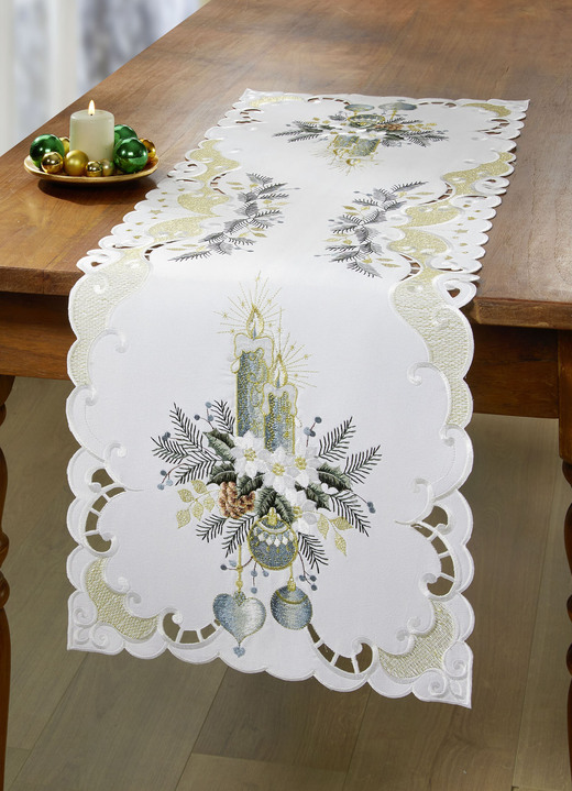 Heimtextilien - Bestickte Tisch- und Raumdekoration, in Größe 101 (Deckchen, 35x 50 cm) bis 404 (Kissenbezug, 40x 40 cm), in Farbe SEKT-GRAU Ansicht 14