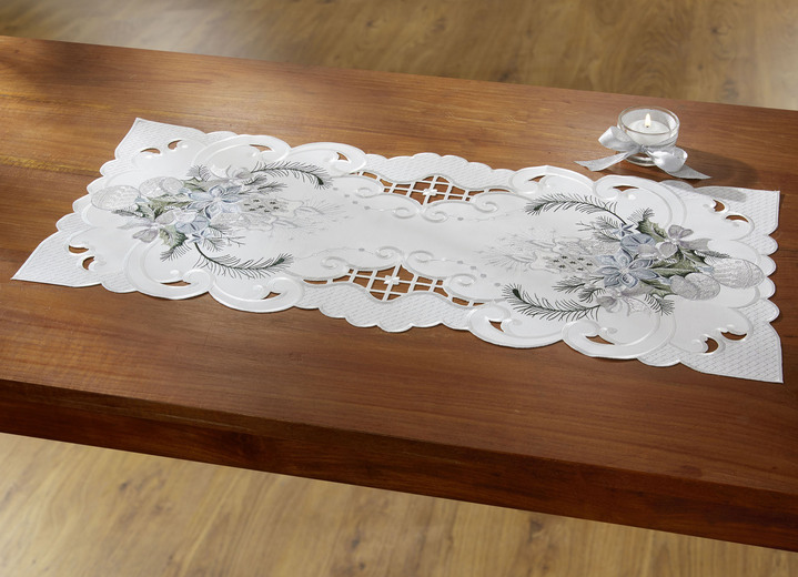 Heimtextilien - Bestickte Tisch- und Raumdekoration, in Größe 101 (Deckchen, 35x 50 cm) bis 404 (Kissenbezug, 40x 40 cm), in Farbe SEKT-GRAU Ansicht 2