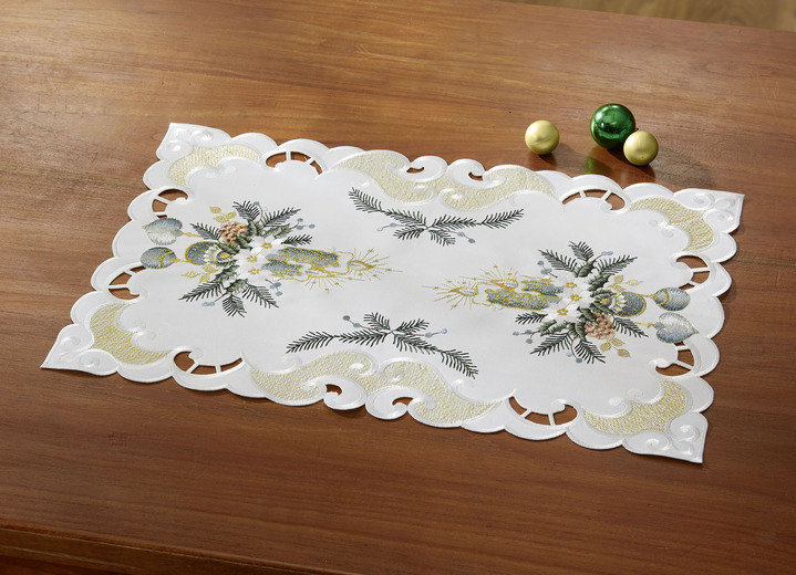 Heimtextilien - Bestickte Tisch- und Raumdekoration, in Größe 101 (Deckchen, 35x 50 cm) bis 404 (Kissenbezug, 40x 40 cm), in Farbe SEKT-GRAU Ansicht 16