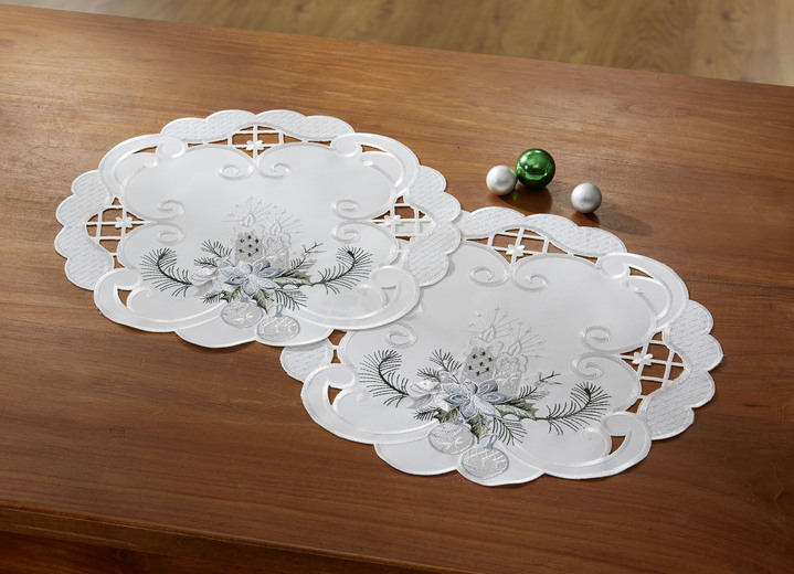 Heimtextilien - Bestickte Tisch- und Raumdekoration, in Größe 101 (Deckchen, 35x 50 cm) bis 404 (Kissenbezug, 40x 40 cm), in Farbe SEKT-GRAU Ansicht 8