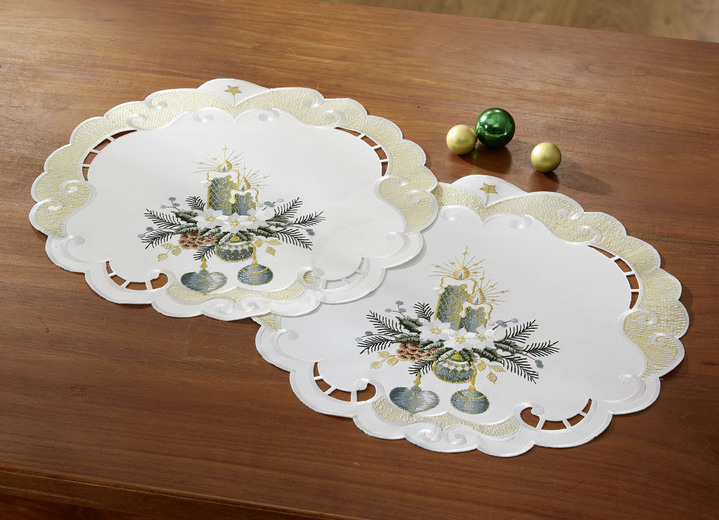 Heimtextilien - Bestickte Tisch- und Raumdekoration, in Größe 101 (Deckchen, 35x 50 cm) bis 404 (Kissenbezug, 40x 40 cm), in Farbe SEKT-GRAU Ansicht 18