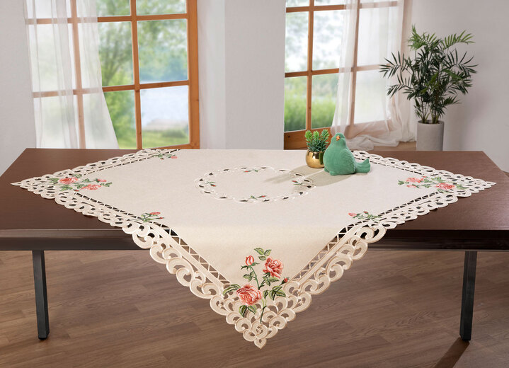 Heimtextilien - Tisch- und Raumdekoration mit Rosendessin, in Größe 101 (Läufer oval, 35x 70 cm) bis 404 (Kissenbezug, 40x 40 cm), in Farbe BUNT Ansicht 7