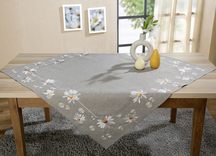 Heimtextilien - Tisch- und Raumdekoration in Leinenoptik, in Größe 101 (Läufer, 35x 70 cm) bis 404 (Kissenbezug, 40x 40 cm), in Farbe GRAU Ansicht 16