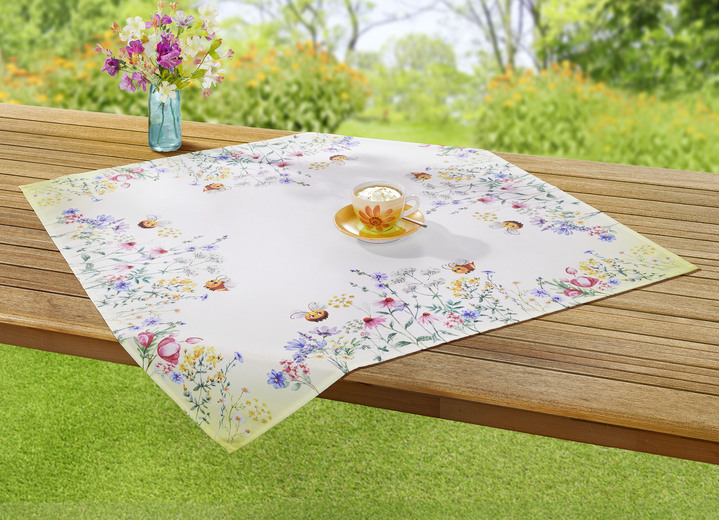 Heimtextilien - Tisch- und Raumdekoration mit farbenfrohen Bienen- und Blütenmotiven, in Größe 101 (Deckchen, 35x 70 cm) bis 200 (Tischdecke rund, ø 150 cm), in Farbe MULTICOLOR Ansicht 2
