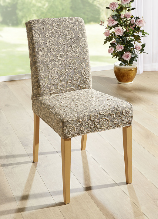 Sessel- & Sofaüberwürfe - Elastischer Stuhlbezug von Webana, in Größe 106 (Stuhlbezug) bis 112 (Stuhlbezug, preisgünstiges 2er-Set), in Farbe STEIN Ansicht 1