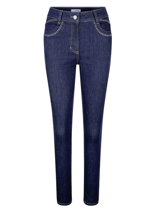 Hosen - Jeans in 4-Pocket-Form, in Größe 019 bis 052, in Farbe DUNKELBLAU Ansicht 1