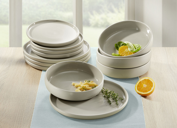 - Arte Viva 12-teiliges Tafel-Service aus Markensteinzeug, in Farbe BEIGE Ansicht 1