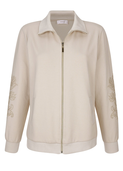 Shirts - Sweatjacke mit seitlichen Eingrifftaschen Ansicht 2 Shirts - Sweatjacke mit seitlichen Eingrifftaschen, in Größe 040 bis 052, in Farbe SAND Ansicht 2