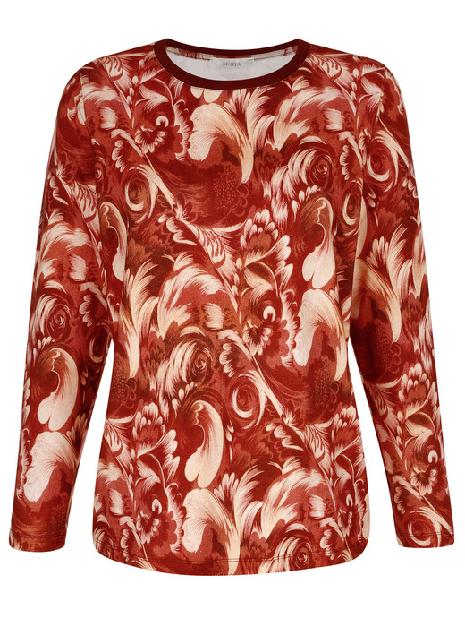 Shirts - Sweatshirt mit Bündchen-Abschluss am Halsausschnitt, in Größe 038 bis 050, in Farbe GRANATROT-ROSÉ Ansicht 2