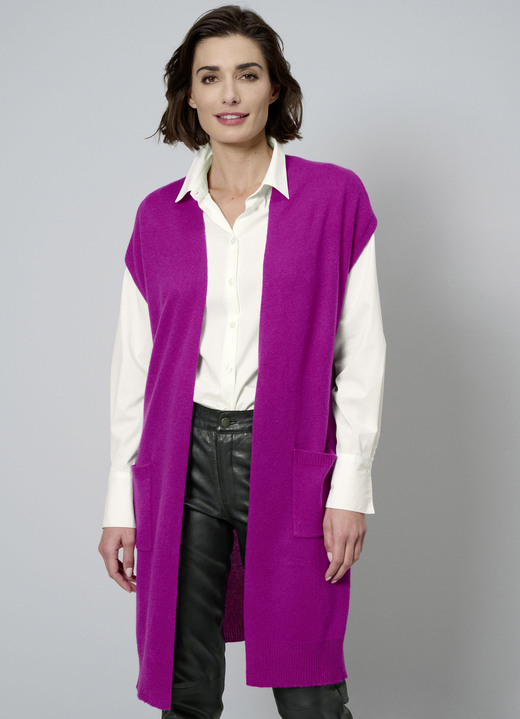 Pullover & Strickmode - Long-Strickweste aus Kaschmir, in Größe 038 bis 052, in Farbe JEANSBLAU Ansicht 7