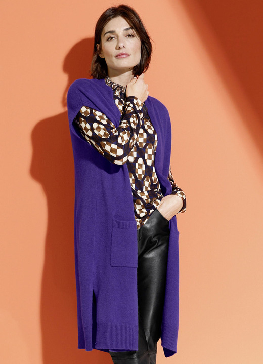 Pullover & Strickmode - Long-Strickweste aus Kaschmir Ansicht 4 Pullover & Strickmode - Long-Strickweste aus Kaschmir, in Größe 038 bis 052, in Farbe JEANSBLAU Ansicht 4