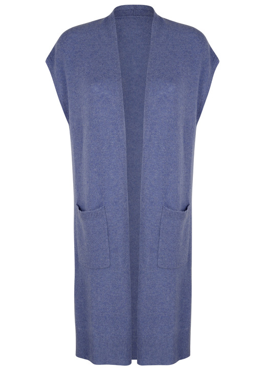 Pullover & Strickmode - Long-Strickweste aus Kaschmir Ansicht 2 Pullover & Strickmode - Long-Strickweste aus Kaschmir, in Größe 038 bis 052, in Farbe JEANSBLAU Ansicht 2