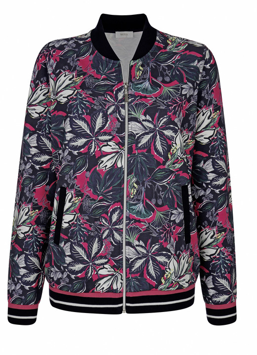 Shirts - Sweatjacke mit seitlichen Eingrifftaschen, in Größe 038 bis 044, in Farbe MARINE-FUCHSIA Ansicht 2